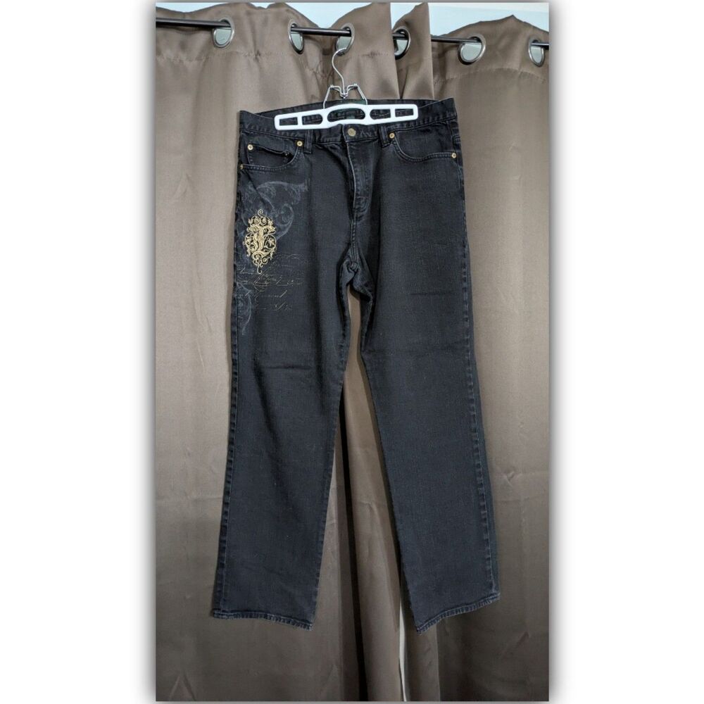 Lauren Ralph Lauren Jeans Womens 14 Black Jeans Modern Slim Gold Embroidered